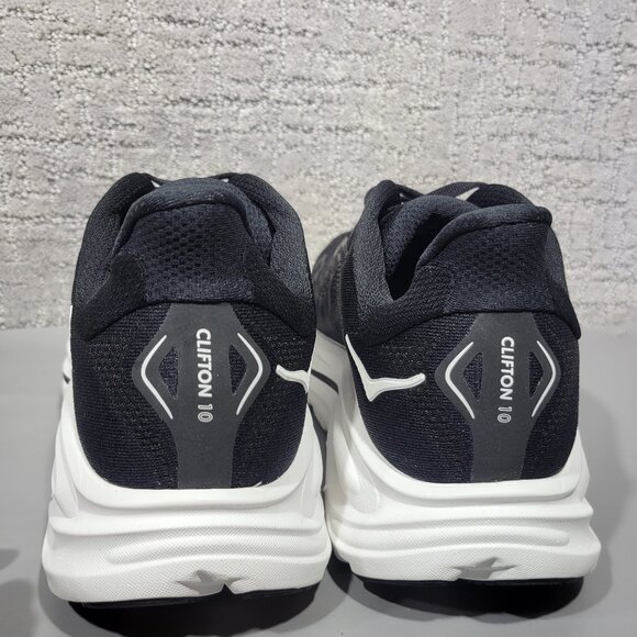 Hoka One One Clifton 10 Men's Size US 12D Black White Athletic Running Sneakers. - Picture 4 of 14